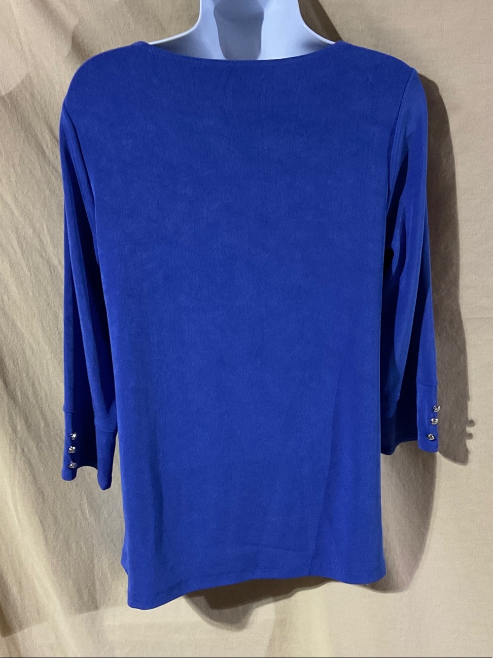 Chico's Size S Scoop Neck 3/4 Sleeve Tunic - Cobalt Blue - Picture 5 of 6
